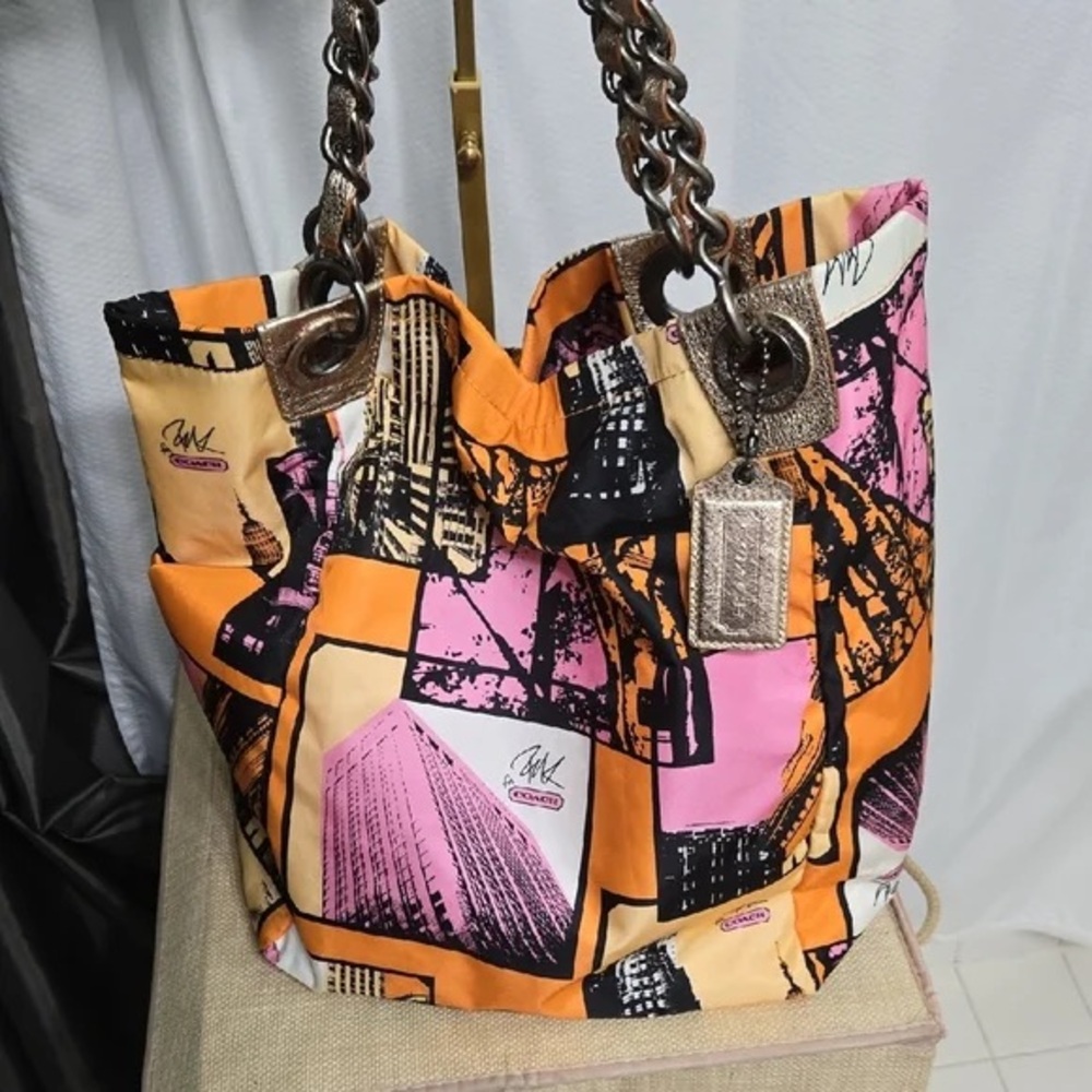 multi-color nylon Coach Bonnie Cashin Parker NYC tote